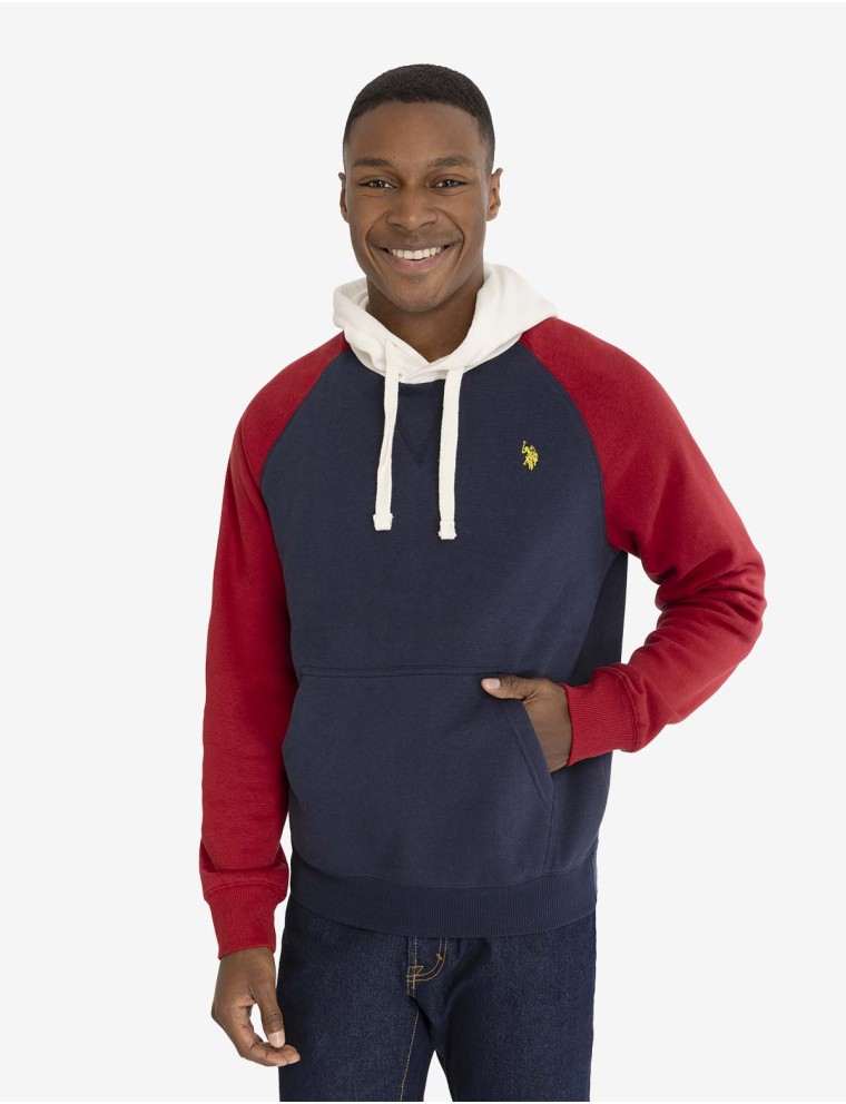 High-Quality COLORBLOCK RAGLAN SLEEVE FLEECE PULLOVER HOODIE Ready for Shipment