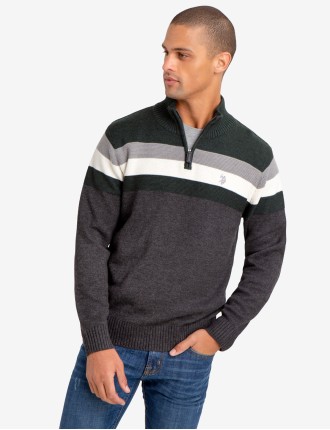 High-Quality 1/4 ZIP STRIPED SWEATER Just Launched